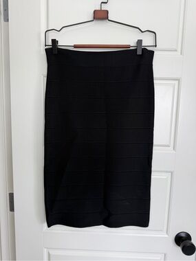 BCBGMaxAzria Black Ribbed Pencil Skirt